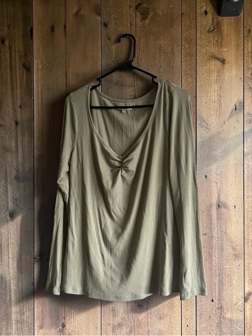 Madewell Olive Long-Sleeve Twist-Front Tee